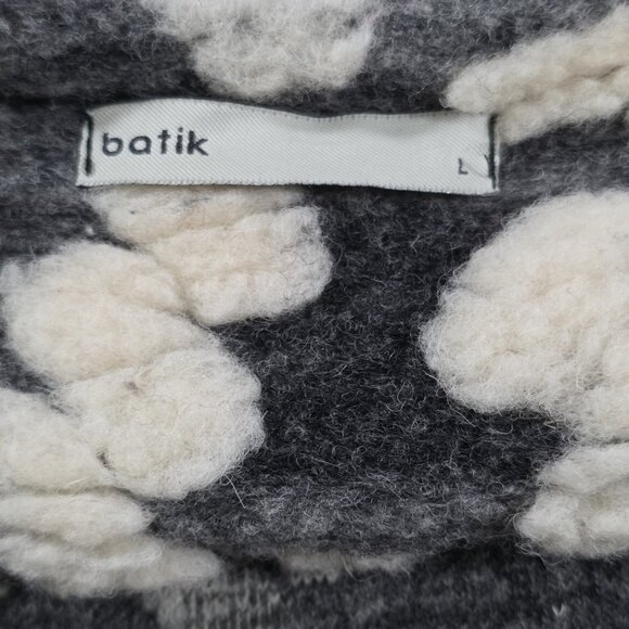 BATIK Cardigan Coatigan Womens L Gray Cream Geo Open Front 3/4 Sleeve Lagenlook - Picture 3 of 15